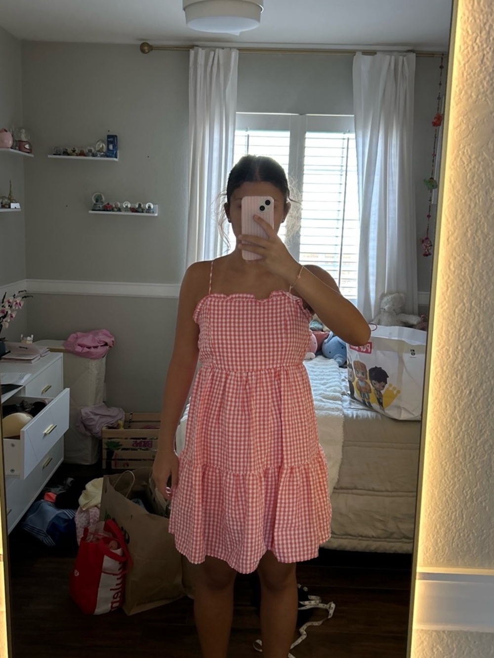 wild fable Pink Gingham Strap Sundress
